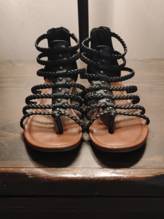 Arizona Jean Company Shoes - Arizona Jean Company Black Braided Multi-Strap Gladiator Sandals